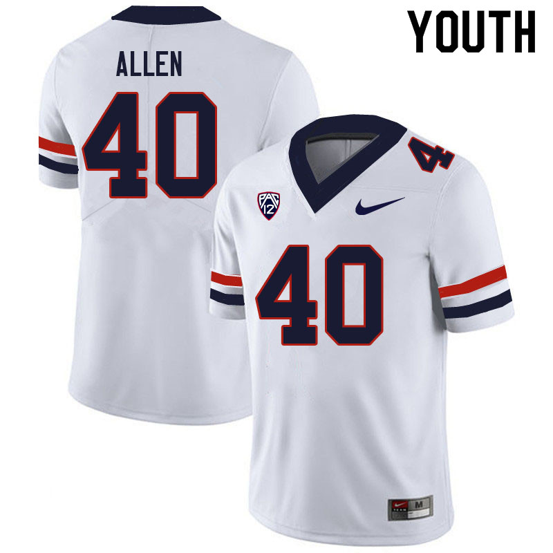 Youth #40 Ammon Allen Arizona Wildcats College Football Jerseys Sale-White